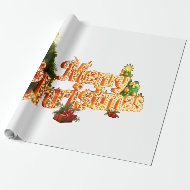Papel De Regalo Espuma de Navidades dorados - Árbol festivo (Desenrollado)