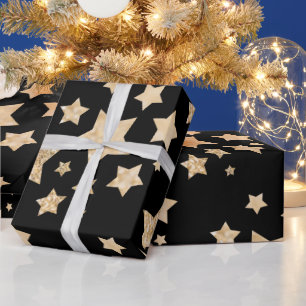 Papel De Regalo Espuma de purpurina de oro de champaña Estrellas p