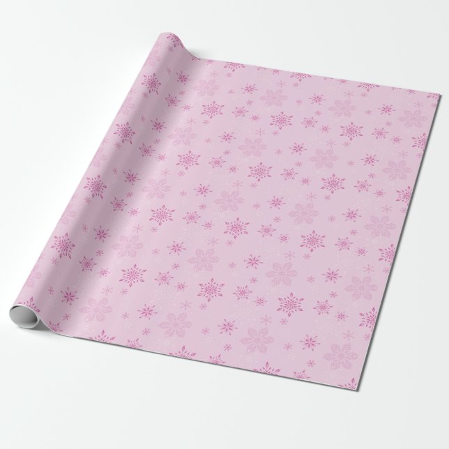 Papel De Regalo Espuma de vacaciones de copo de nieve rosa (Desenrollado)