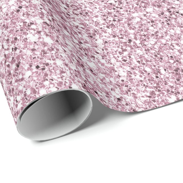 Papel De Regalo Espuma Purpurina de Glam Rosa Girly (Esquina del rollo)