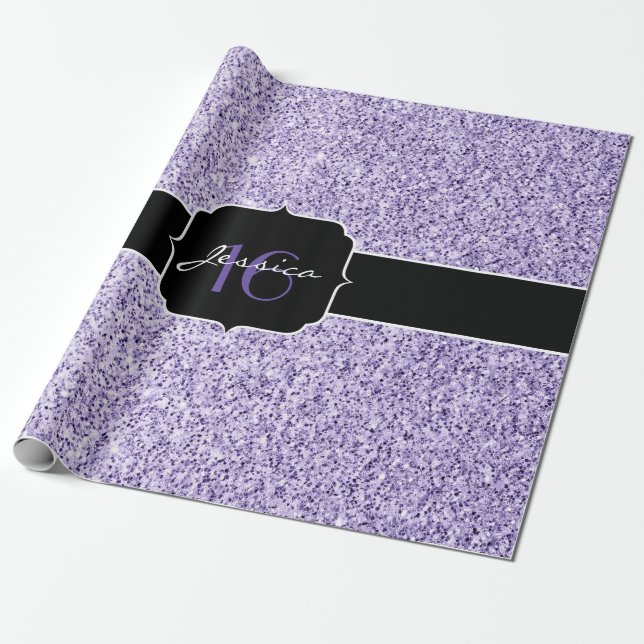 Papel De Regalo Espuma ultravioleta purpurina púrpura dulce 16 (Desenrollado)