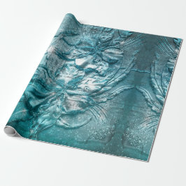 Papel De Regalo Espuma Verde azulada de patrón floral vintage