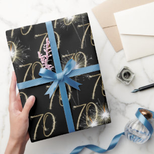 Papel De Regalo Espumantes de oro por 70 años