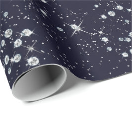Papel De Regalo Espumosos diamantes de plata azul cielo marino