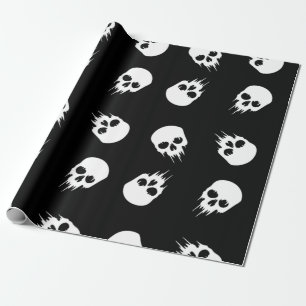 Papel De Regalo esqueleto blanco negro de halloween