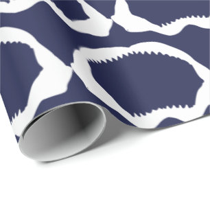 Papel De Regalo Esqueleto de boca de tiburón blanco y azul de la m