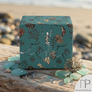 Papel De Regalo Esqueleto de buzo de esqueleto de teal gótico y co