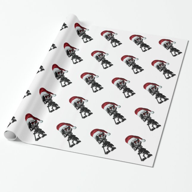 Papel De Regalo Esqueleto de los Navidades fumadores de cigarros (Desenrollado)