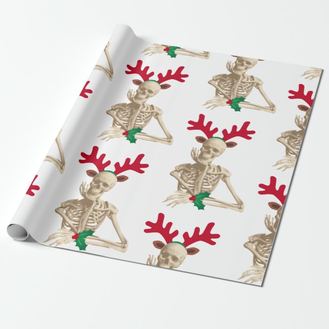 Papel De Regalo esqueleto de reno de los navidades (Desenrollado)