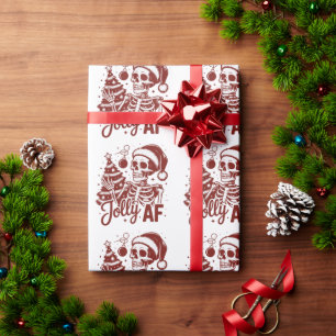Papel De Regalo Esqueleto Jolly Af Snarky Navidad Sarcástico Diver