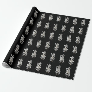 Papel De Regalo esqueleto que se sienta en la silla blanca