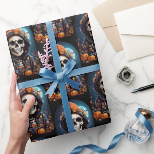 Papel De Regalo Esqueleto sonriente espeluznante tema de terror