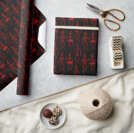 Papel De Regalo Esqueletos bailarines espeluznantes de Halloween