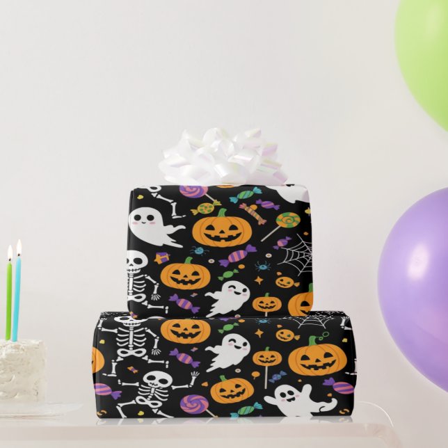 Papel De Regalo Esqueletos cortos y espeluznantes para Halloween (Regalos de fiesta)