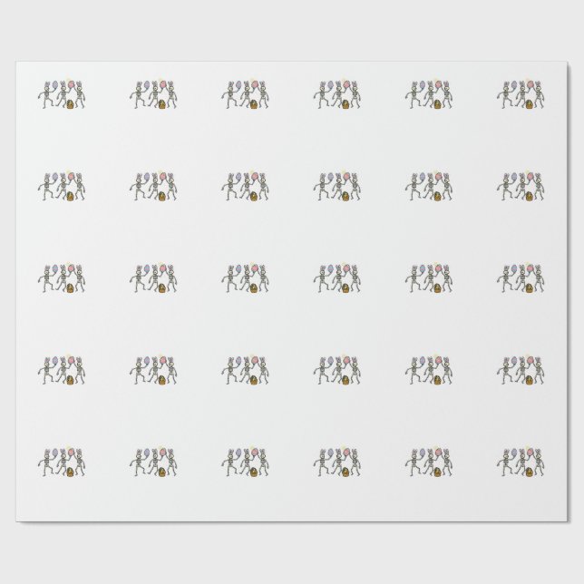 Papel De Regalo Esqueletos de Pascua bailando huevos Huesos divert (Superficie plana)