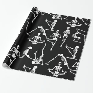 Papel De Regalo esqueletos de yoga de halloween negros