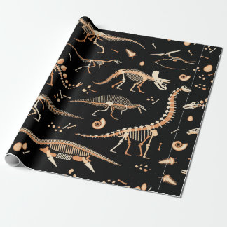 Papel De Regalo Esqueletos del patrón de dinosaurios y fósiles