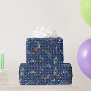 Papel De Regalo Esqueletos en bicicletas BMX estampados