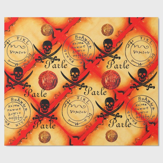 PAPEL DE REGALO ESQUEMA,SUAVES ,PIRATAS PARCHMENT MAP (Superficie plana)