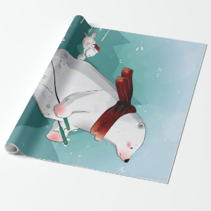 Papel De Regalo Esquí del oso polar   Regalo Para El Bebé