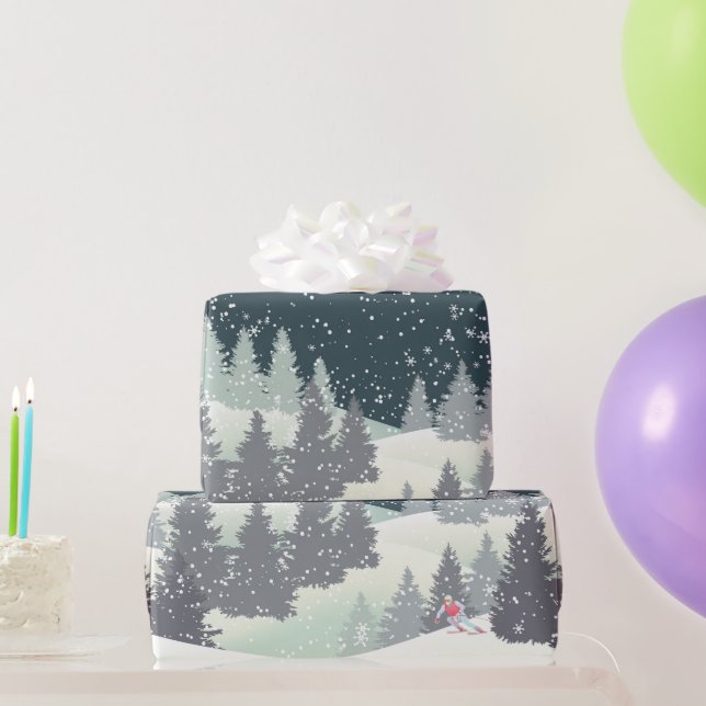 Papel De Regalo Esquiador navidad en minas de invierno (Regalos de fiesta)