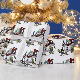 Papel De Regalo Esquiando Navidades de Snowman Gorra Personalizado