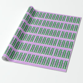 Papel De Regalo Esquíes verdes sobre fondo morado