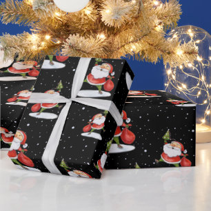 Papel De Regalo Esquina de Navidades Santa Cute dibujo acuarela