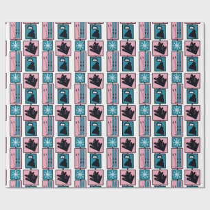 Papel De Regalo Esquís y equipo en rosa y azul