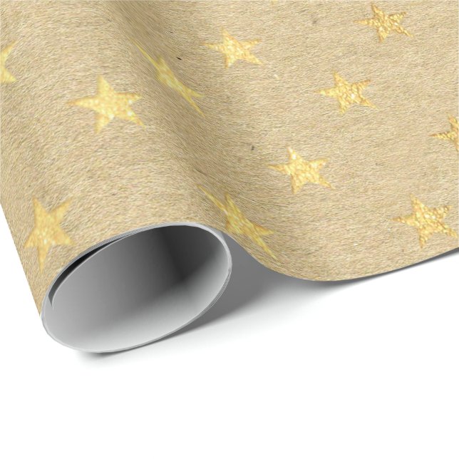 Papel De Regalo Estadounidenses Kraft Gold Natural Elegant Minimal (Esquina del rollo)