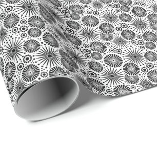 Papel De Regalo Estallido de flores geométricas modernas en blanco