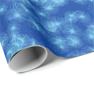 Papel De Regalo Estallidos de cristal de hielo - azul cobalto