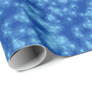 Papel De Regalo Estallidos de cristal de hielo, fondo azul