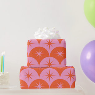 Papel De Regalo Estallidos de estrellas de mediados de siglo sobre