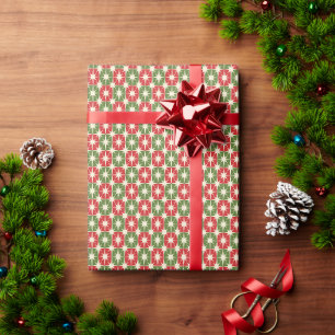 Papel De Regalo Estallidos de estrellas navideños retro de mediado