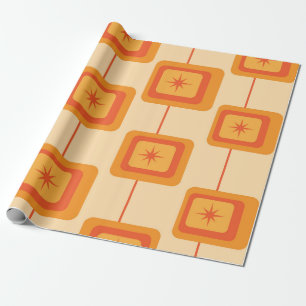 Papel De Regalo Estallidos de estrellas retro de mediados de siglo