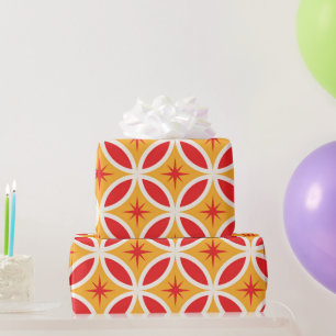 Papel De Regalo Estallidos retro de mediados de siglo en círculos