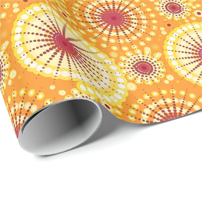 Papel De Regalo Estallidos y ruedas de pinza, azafrán y lluvias (Esquina del rollo)