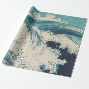 Papel De Regalo Estampa antigua de bloque de madera japonesa de ol