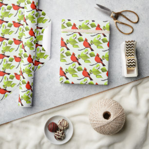 Papel De Regalo Estampa de Cardenal para Amantes de las Aves 