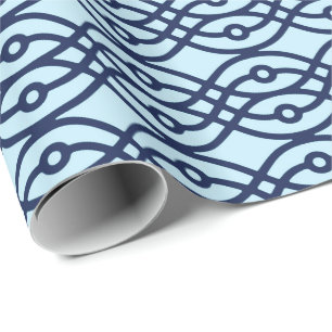 Papel De Regalo Estampa de kimono, azul marino y azul claro