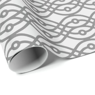 Papel De Regalo Estampa de kimono, gris plateado con gris oscuro
