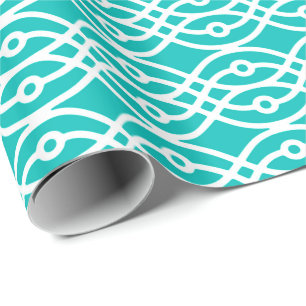 Papel De Regalo Estampa de kimono, turquesa y blanco