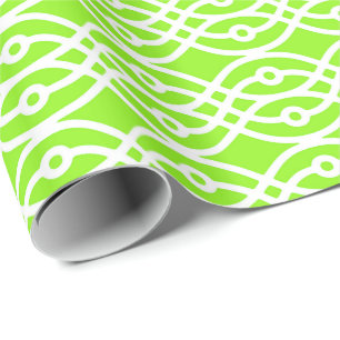 Papel De Regalo Estampa de kimono, verde lima y blanco