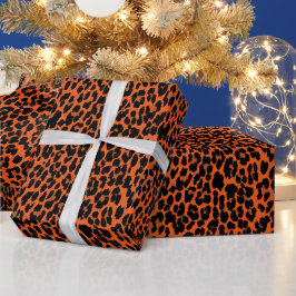 Papel De Regalo Estampa de piel de leopardo naranja