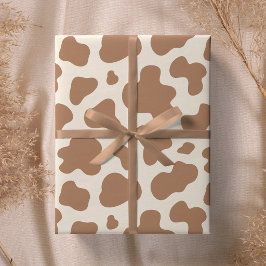 Papel De Regalo Estampa de vaca neutral occidental beige marrón
