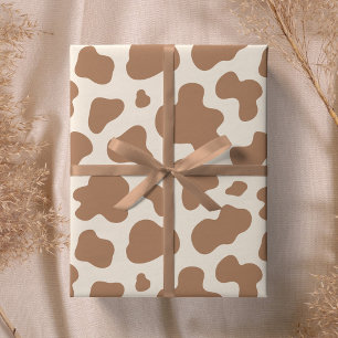 Papel De Regalo Estampa de vaca neutral occidental beige marrón