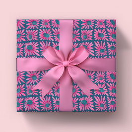 Papel De Regalo Estampa floral moderna en bloque rosa margarita