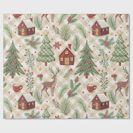 Papel de regalo estampado a cuadros festivos estét