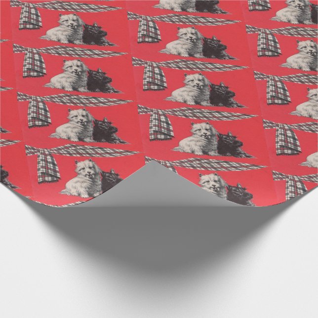 Papel De Regalo estampado adorable de terrier escocés (Esquina)